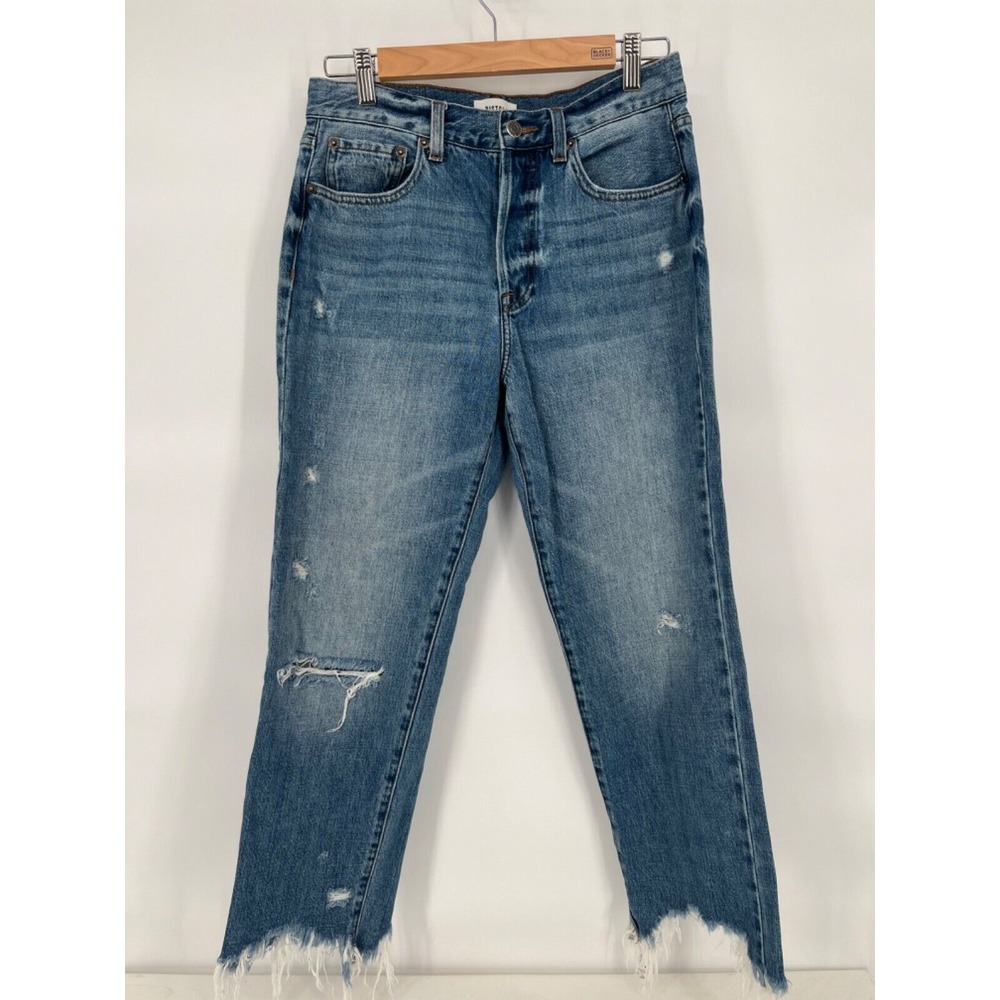 Pistola Button Fly‎ Jeans Women 28 Light Wash Distress Raw Hem - Nice Jeans!